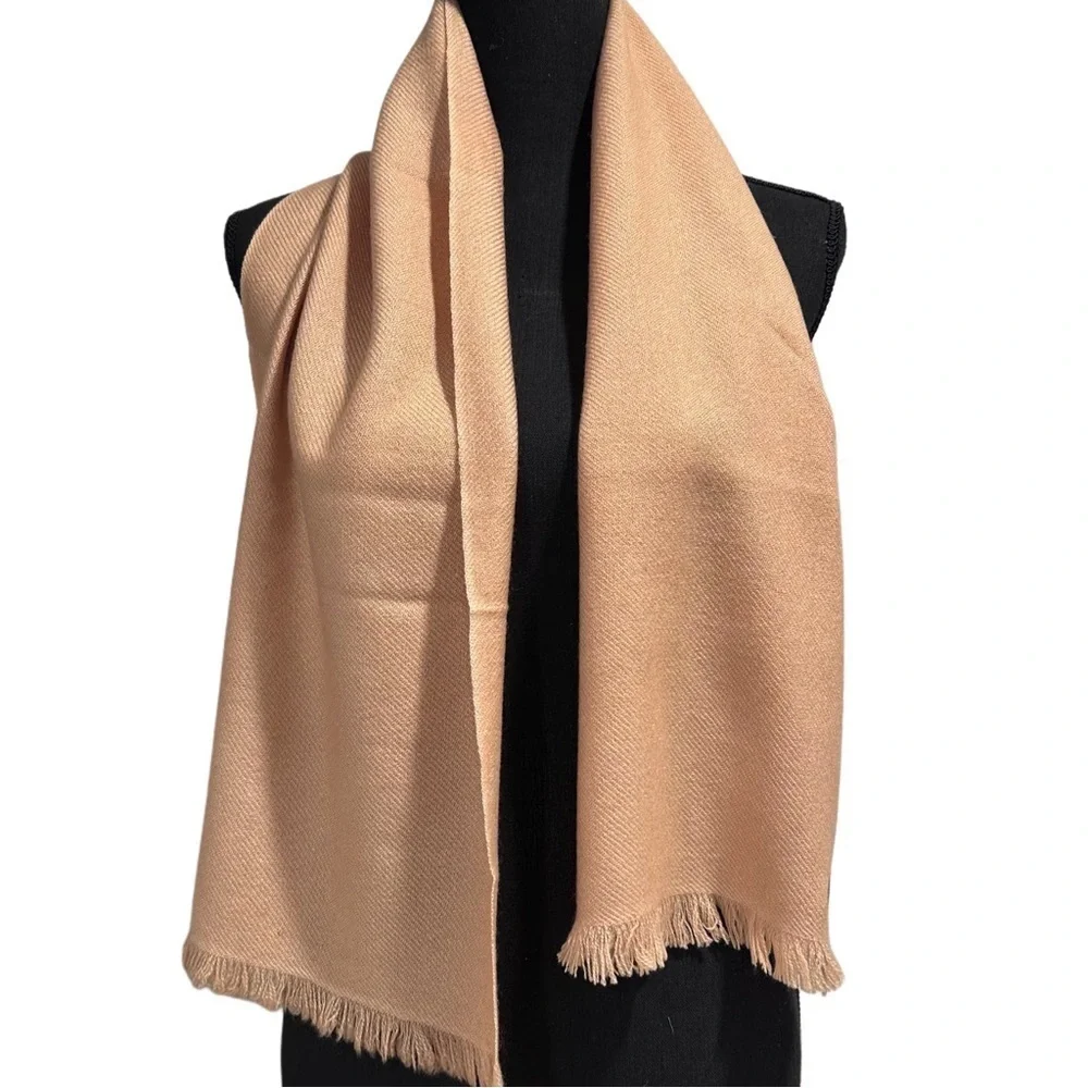 NWT 100% Pashmina Cashmere Muffler Scarf Genuine Chyangra Goat 4 Ply Twill -TAN